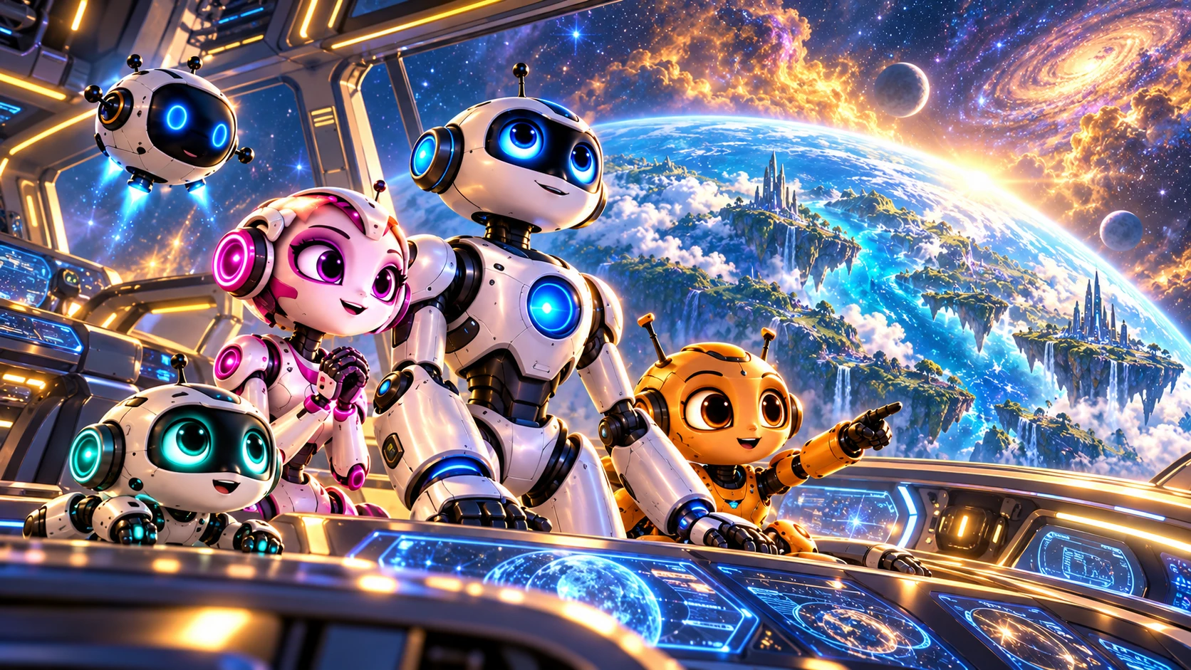 Aboard their starship, the friends look toward their next adventure.