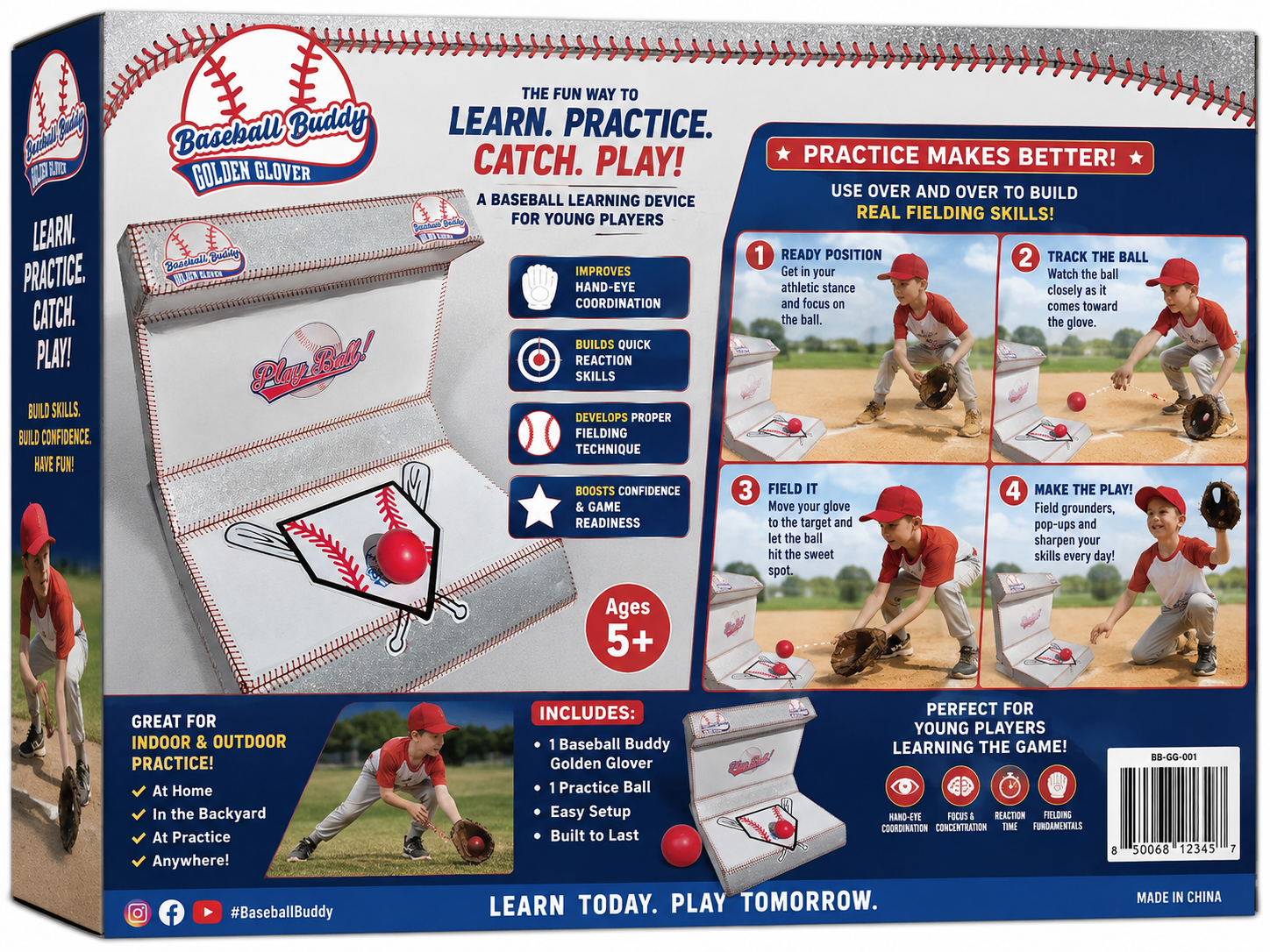 Baseball Buddy Golden Glover learning and practice toy package