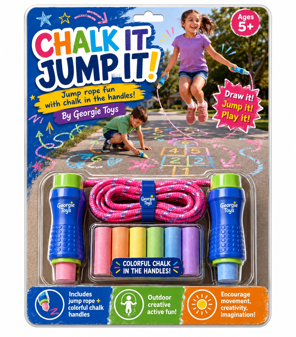 Chalk It Jump It chalk-handled jump rope package