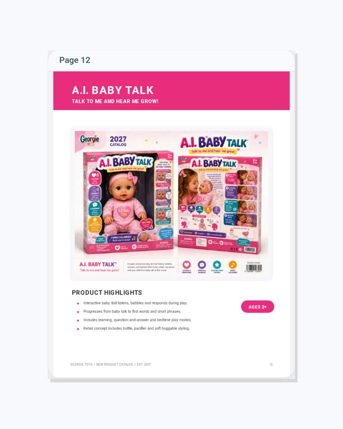 Complete AI Baby Talk learning doll page