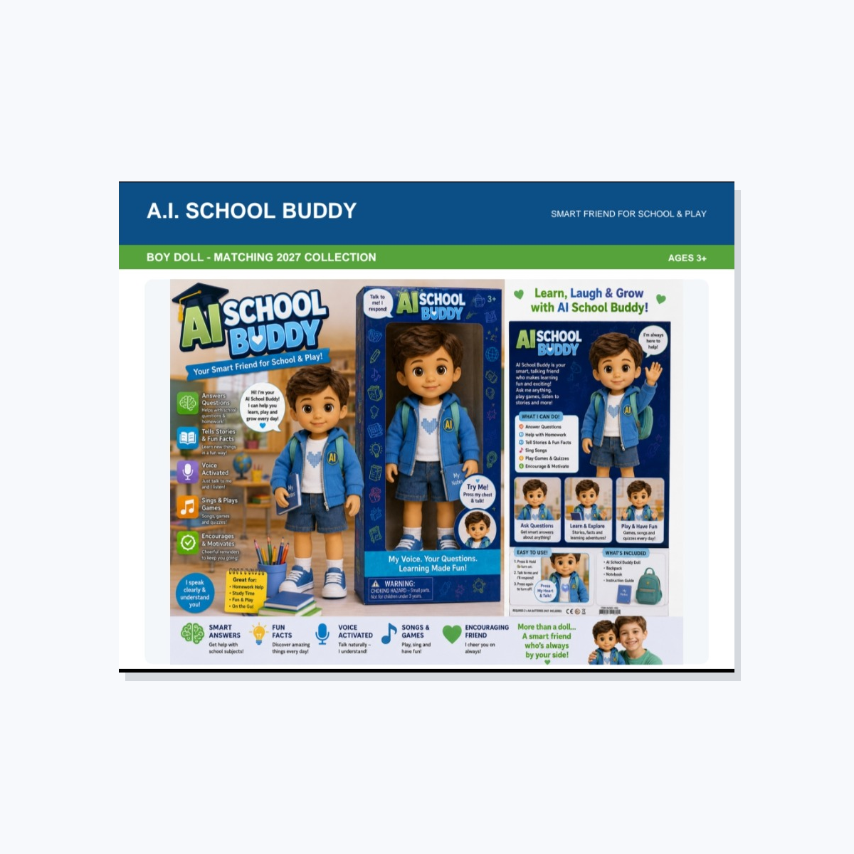 Complete AI School Buddy boy doll page