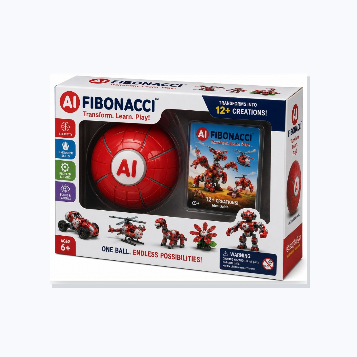 Complete AI Fibonacci Transform Ball packaging concept