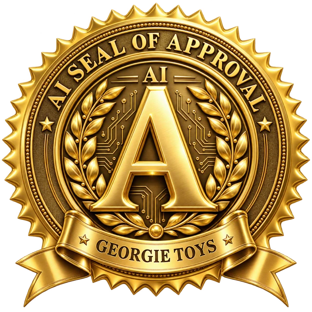 Georgie Toys gold AI Seal of Approval with a large letter A